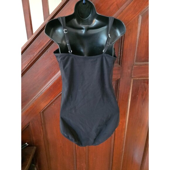 Aqua Green Womens Ruched Black Swimsuit One-Piece Size Large - Picture 3 of 5